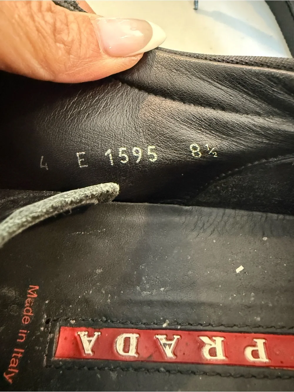 PRADA Men's Black Leather/Canvas Sneakers Size 8.5 EU